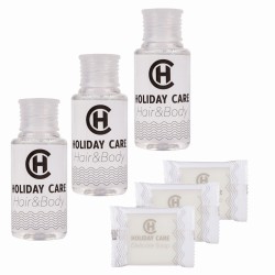 Zestaw kosmetyków Holiday Care szampon-żel 30ml 100szt + mydełko 14g 100szt