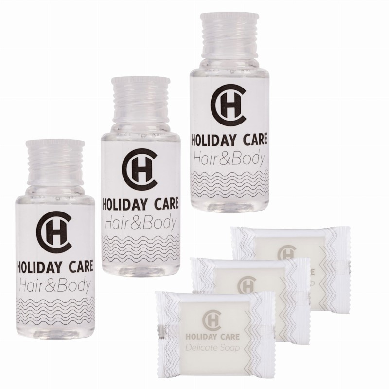 Zestaw kosmetyków Holiday Care szampon-żel 30ml 100szt + mydełko 14g 100szt